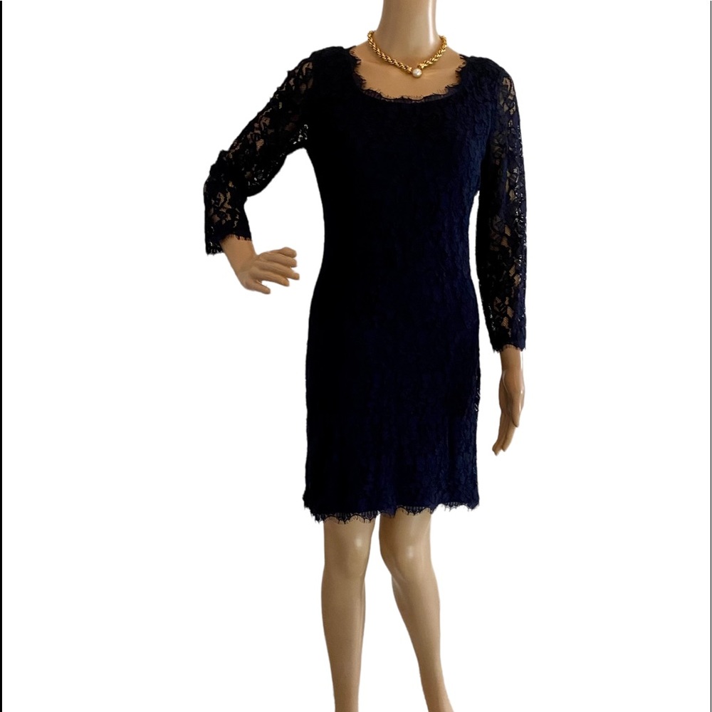 DVF Date night navy lace dress